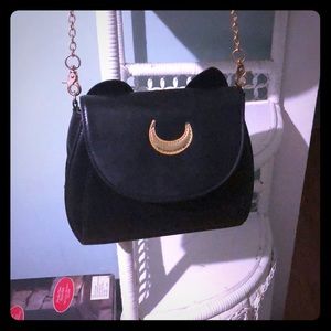 Black Crossbody Purse Leather with Gold Moon 🌙 👜